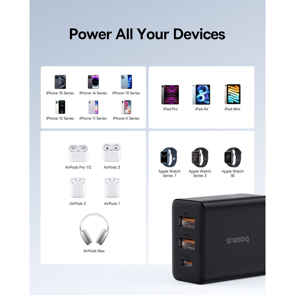 Home Charger | 30W | 2U | 1C - Baseus (P10111402113-00) Compact Quick Charger