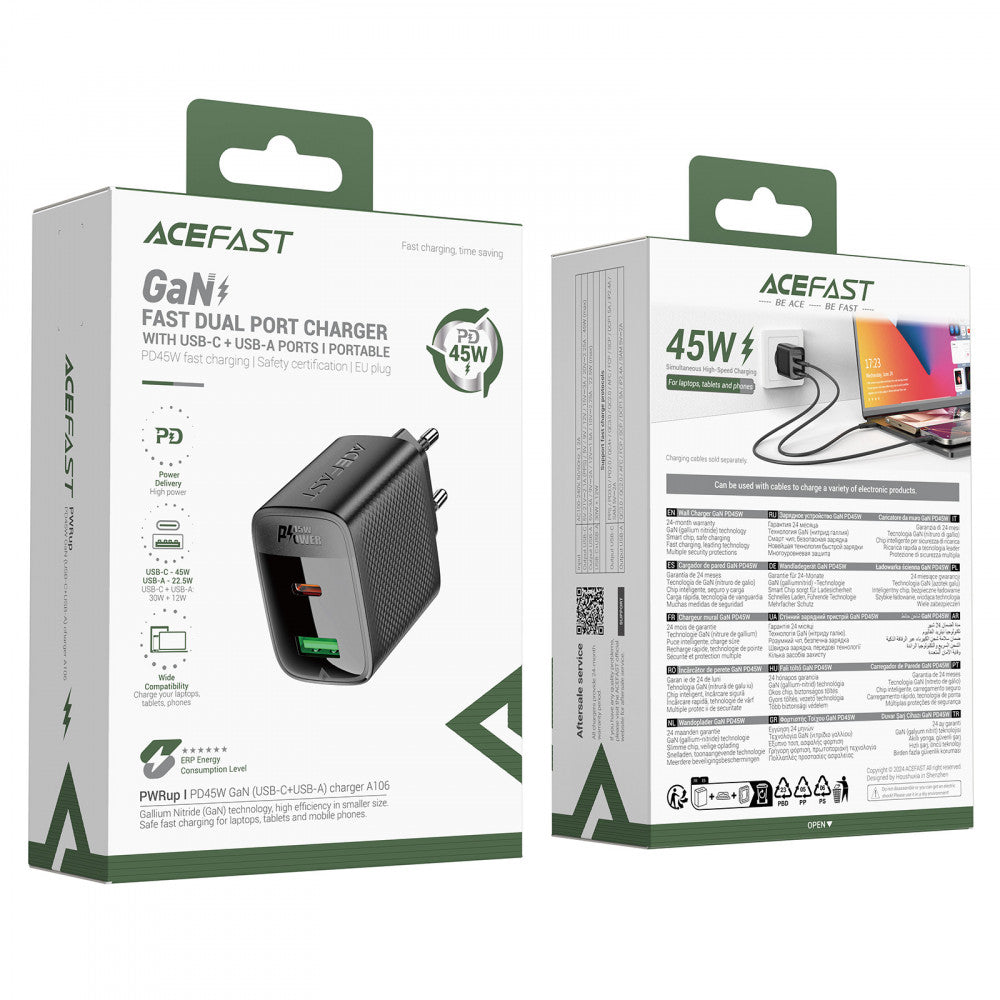 Зарядное устройство для Acefast A106, 45 Вт, PD, QC3.0