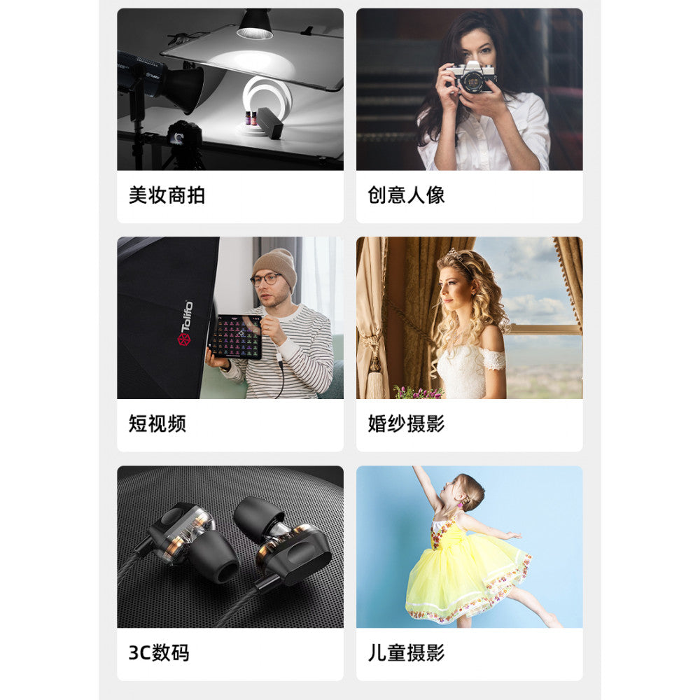 Set Soft Box 90cm + spotlight + tripod Tolifo LED KW200B Pro Fill light 220W Bluetooth control 60m 12 special effect