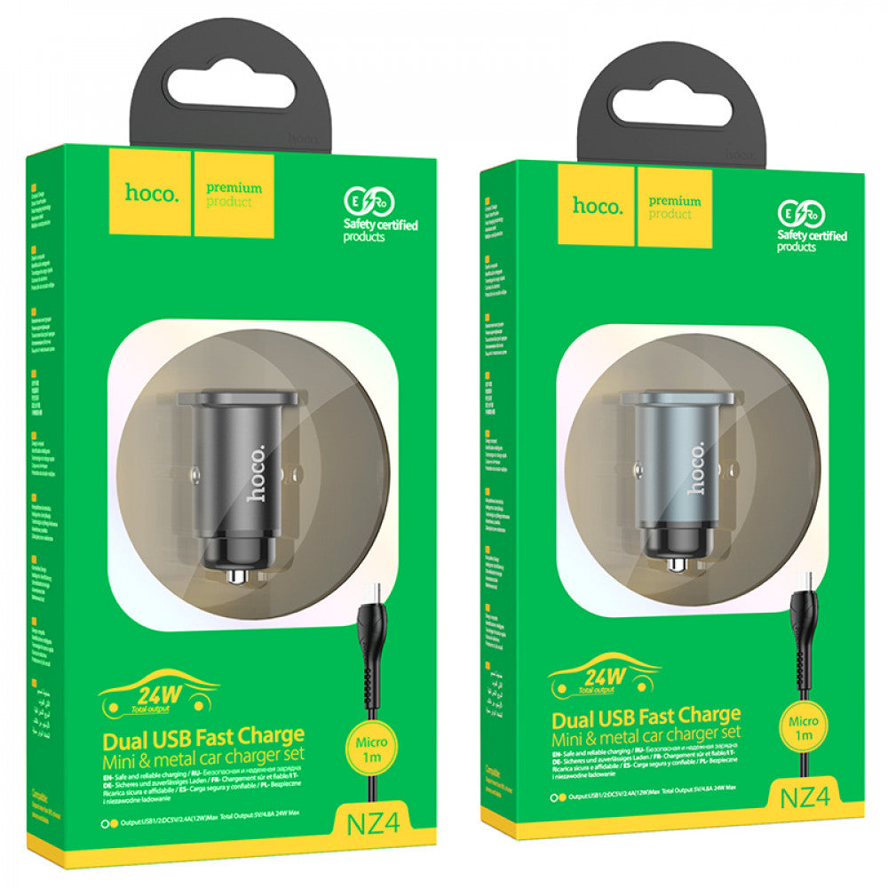 Car Charger 24W 2U Hoco NZ4 — Black