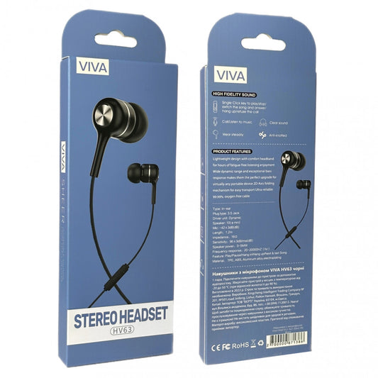 §Headphones with microphone 3.5mm – Viva HV63 – Black
