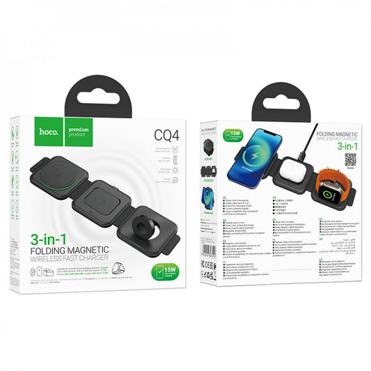 Magnetic Wireless Charger 3 in 1 Hoco CQ4 – Black