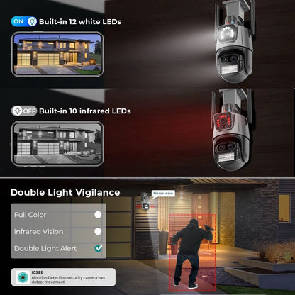 IP Camera Besder P10QS-9MP ICSEE 3 lenses with siren, zoom (app. complete set. with charger)