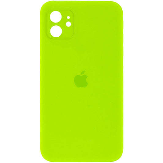 Original Silicone Case with protective camera iPhone 12 — Neon Green (60)