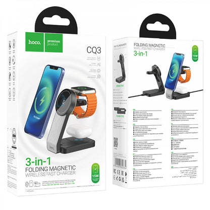 Magnetic Wireless Charger 3 in 1 Hoco CQ3 – Black