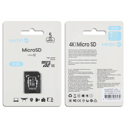 Memory Card 16GB Veron microSDHC (UHS-1) class 10 with adapter