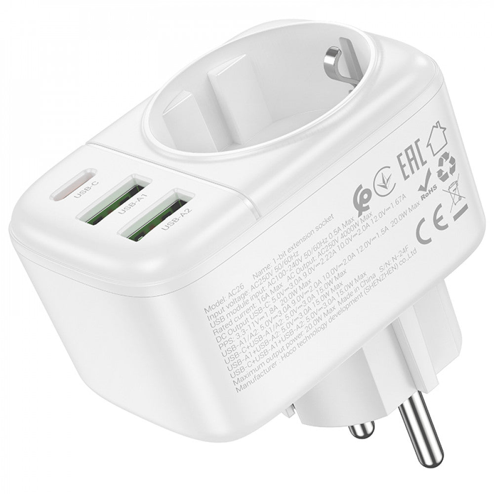 Life filter 2U | 1P | 1C – Hoco AC26 – White