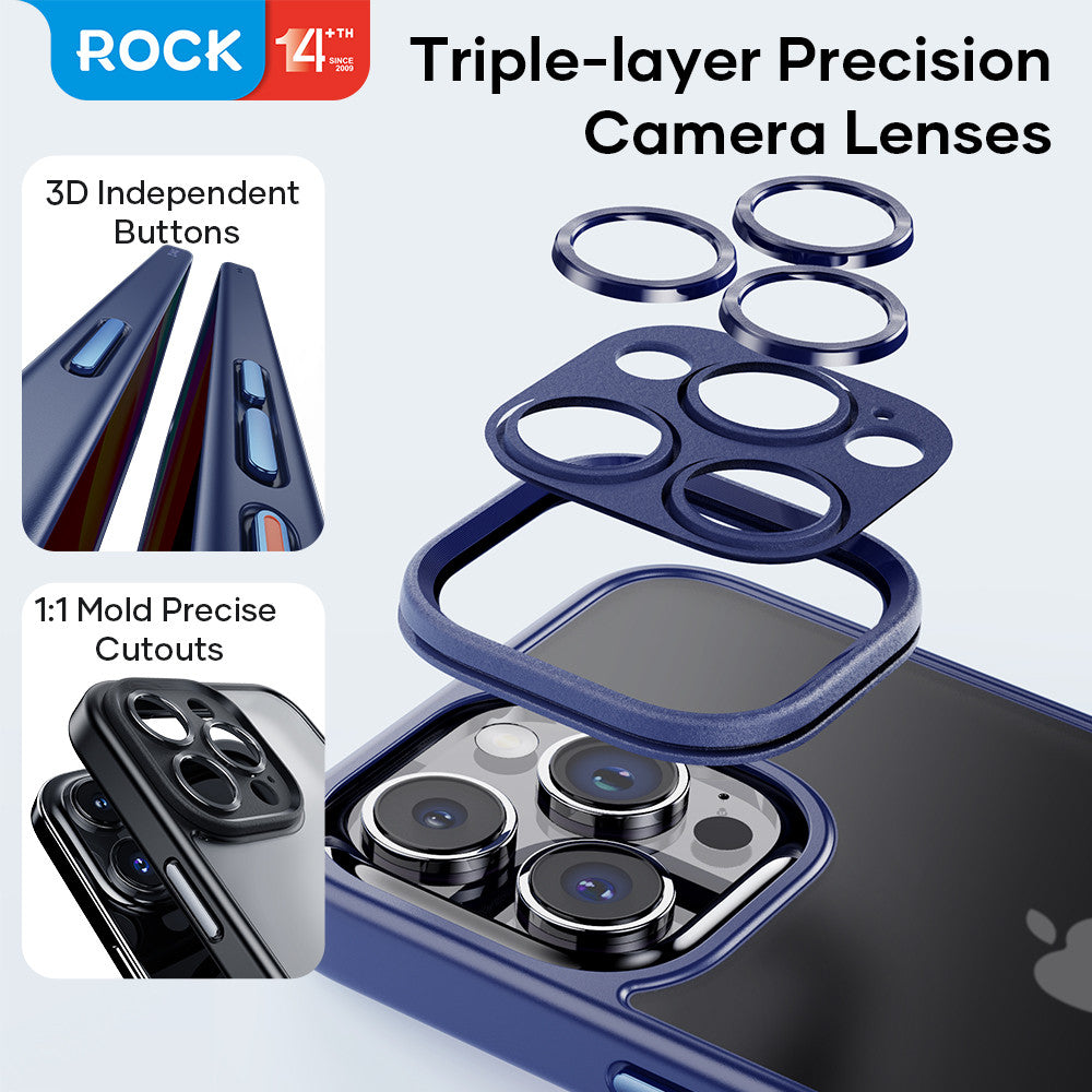 Cover Cases Rock Guard Touch Protection Case Anti-drop Lens Protection iPhone 15 Pro Max - Titanium Black