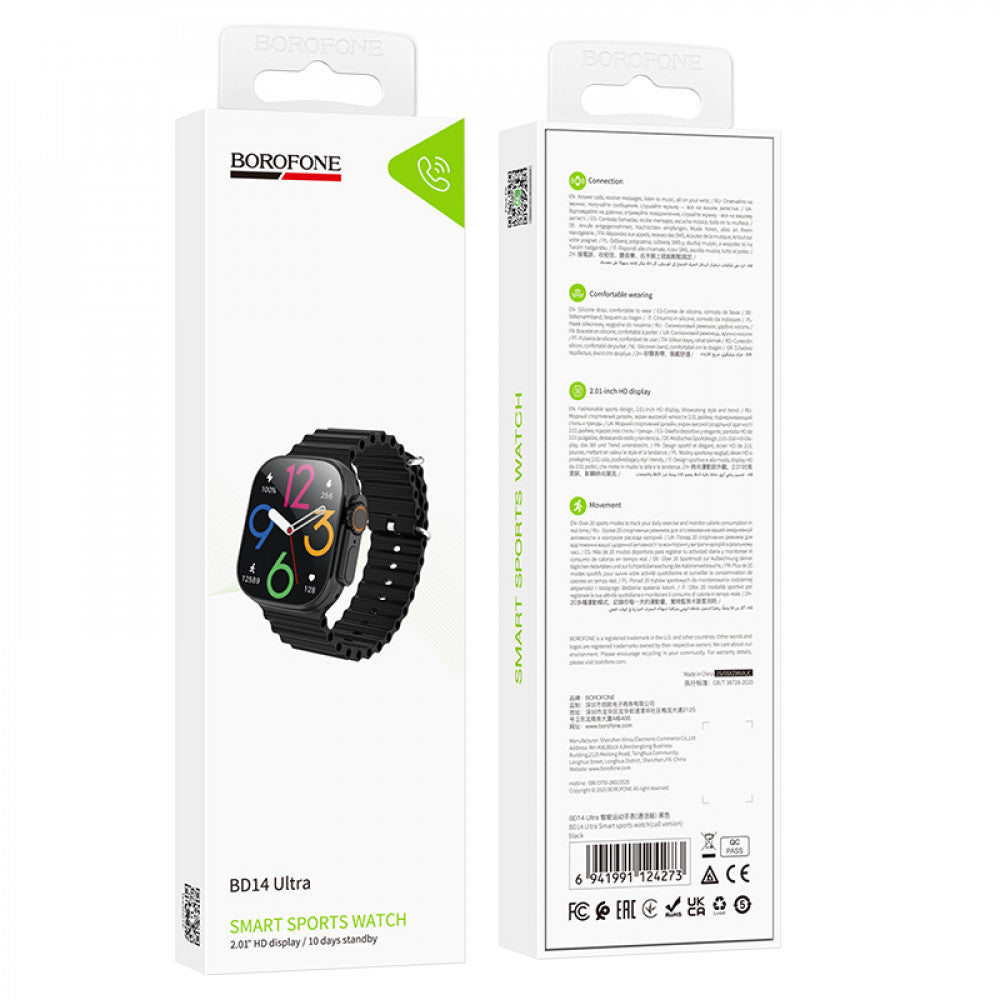 Smart Sports Watch (Call Version) Borofone BD14 — Black