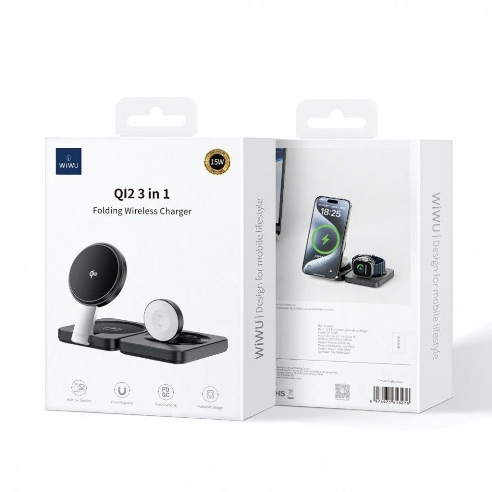 Wireless Charger 3 in 1 – Wiwu Wi-W028 – Black