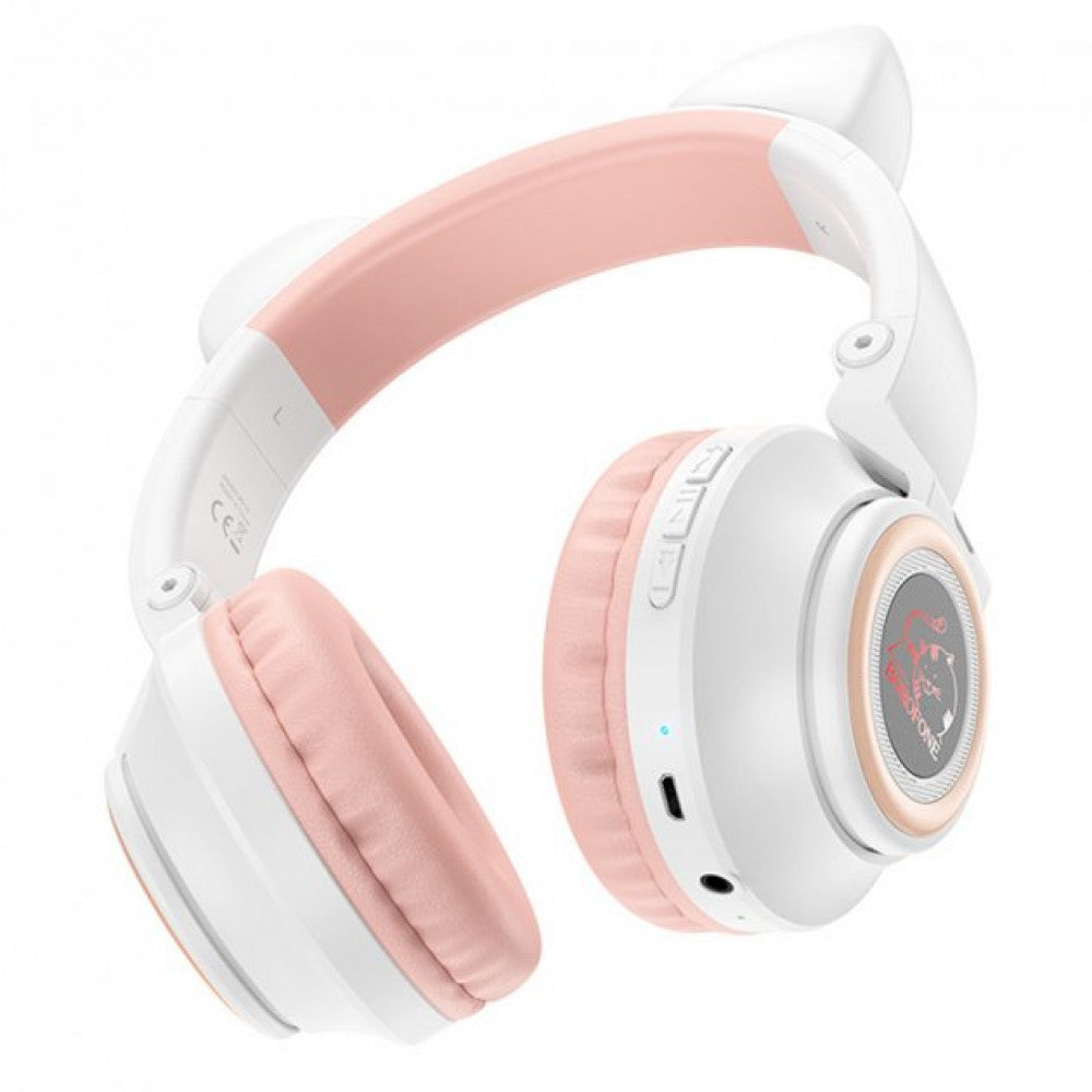 Bluetooth headphones Borofone BO18 Cat ear – Pink