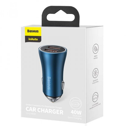 Car Charger 40W 2U Baseus (CCJD-A03) Golden Contactor Pro Dual Quick Charger Blue – CCJD-A03 Blue