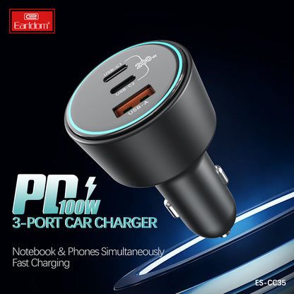 Car Charger 2.4A 1U 2C Earldom ES-CC35