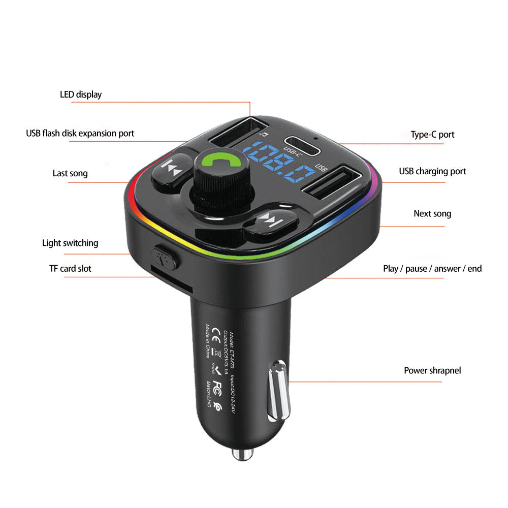 Fm Modulator MP3 | Car Charger | 3.1A | 2U | 1C - Earldom ET-M79