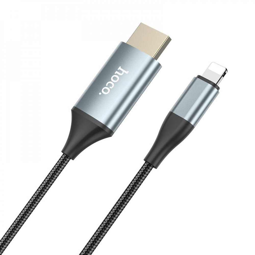 Lightning To HDMI Cable (2m) – Hoco UA15 HD on screen – Metal gray