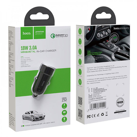 Car Charger 3.0A QC3.0 Hoco Z32 – Black