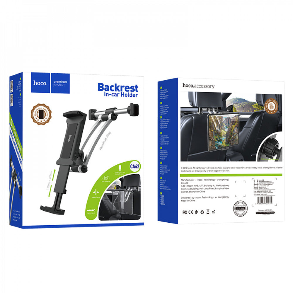 Car Holder Hoco CA62 Handsome aluminum rear pillow in- – silverblack