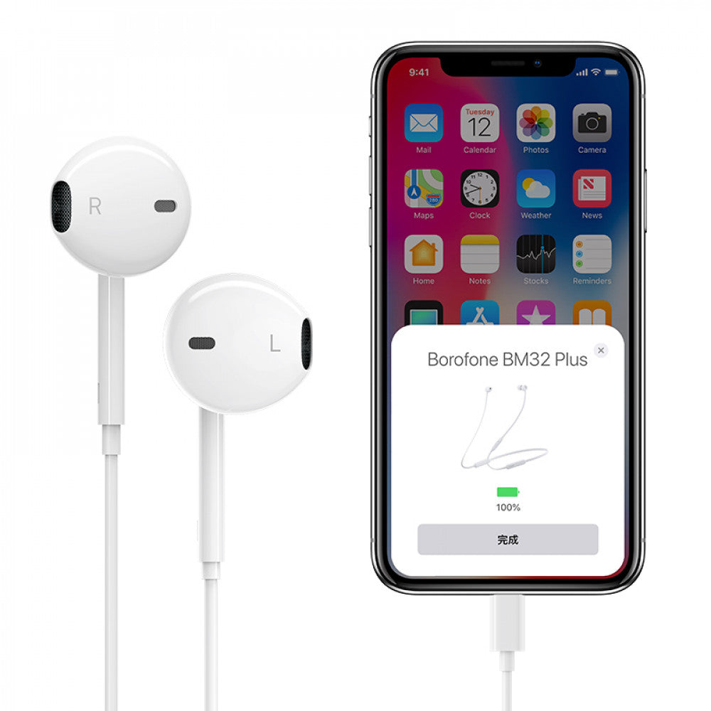 Lightning headphones with microphone Borofone BM32 Plus – White