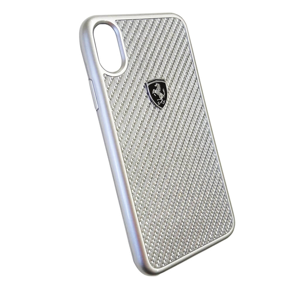 Cover Cases Ferrari Heritage Real Carbon Hard Case iPhone X ; Xs Silver