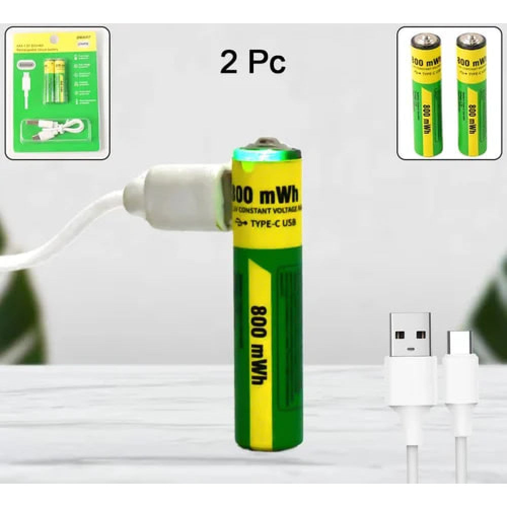 Аккумуляторные батарейки с Type-C разьемом Lithium-ion 800mAh   AAA-7 (2шт)