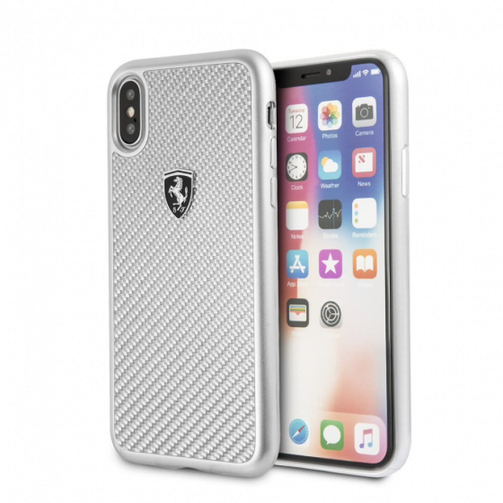 Cover Cases Ferrari Heritage Real Carbon Hard Case iPhone X ; Xs Silver
