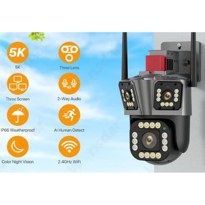 Security PTZ Wi-Fi IP Camera with Three Lenses Wonsdar PW12-5K 3.6-6mm. IPC360 Home