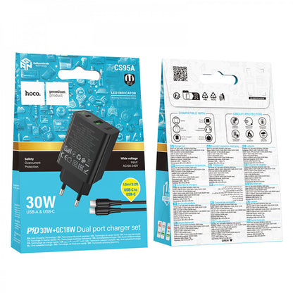 Home Charger 30W PD QC3.0 C to C Cable (1m) Hoco CS95A