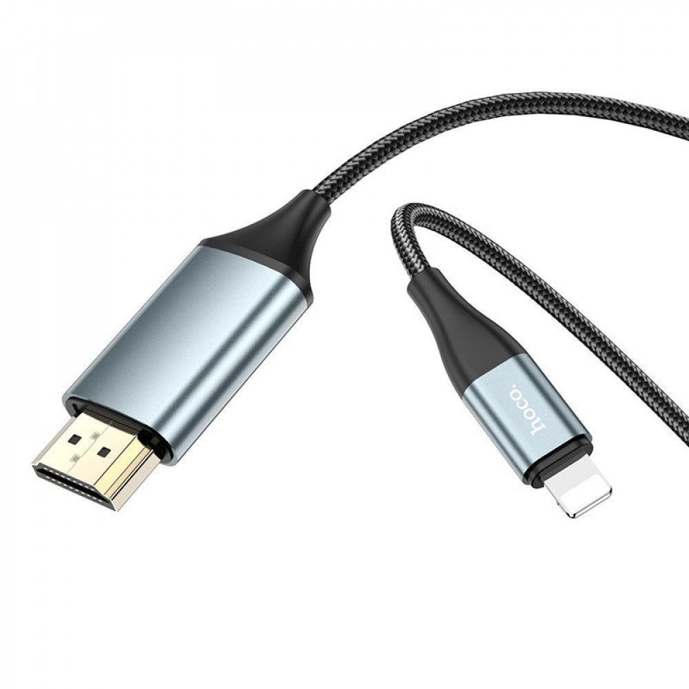 Lightning To HDMI Cable (2m) – Hoco UA15 HD on screen – Metal gray