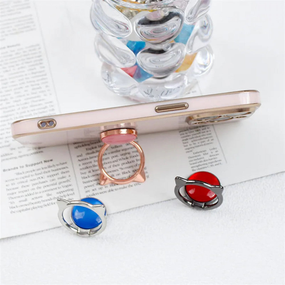 Ring Holder "Cat Ear" - Blue &amp; Silver