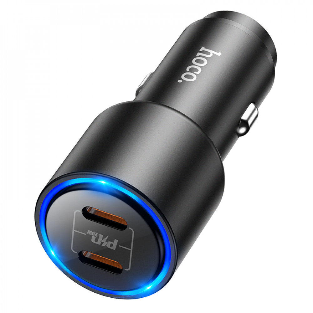 Car Charger | 40W | PD | 2 USB-C |  — Hoco NZ3 — Black
