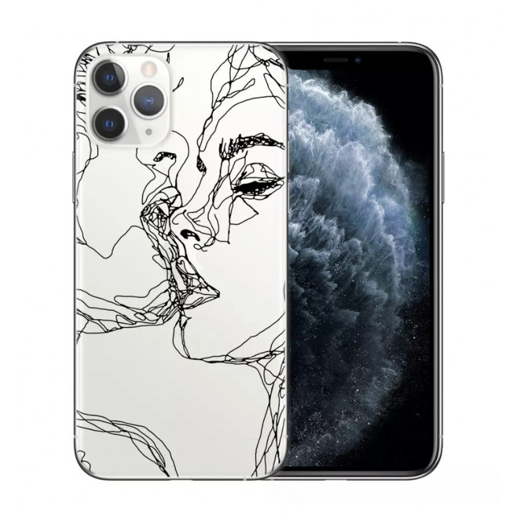 Abstract geometric art line TPU case iPhone 13 Pro Max 6.7" — Heart 2