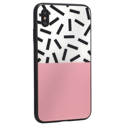 Glass with print TPU Case iPhone Xs — White Pink