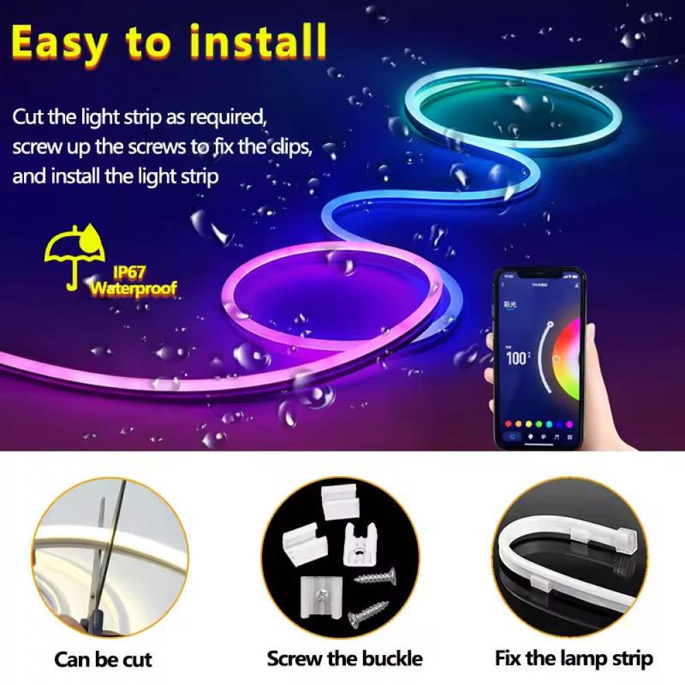 LED лента RGB Neon Rope 10м c пультом IP67