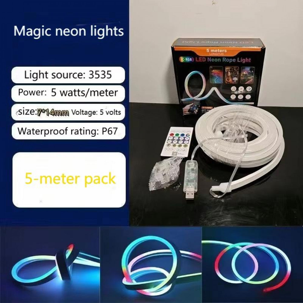 LED лента RGB Neon Rope 5м c пультом 5V