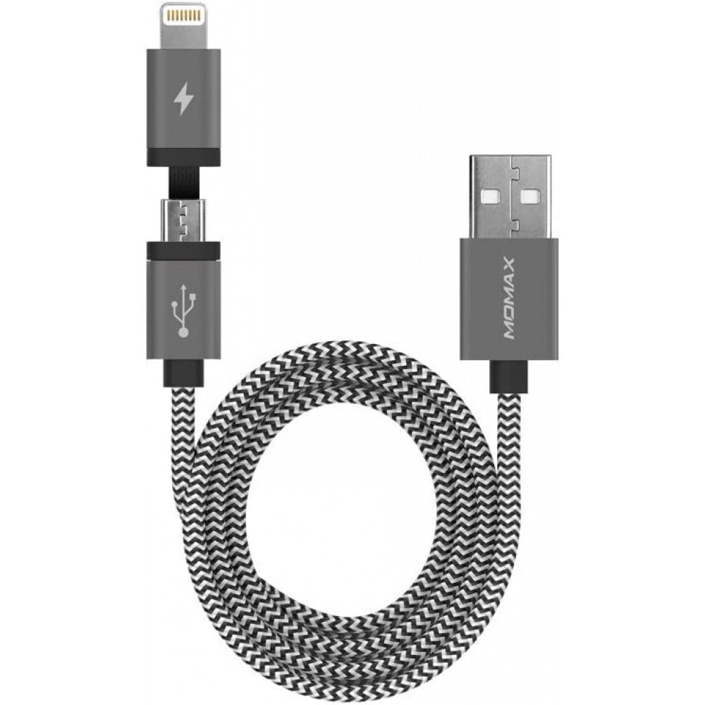 Кабель 2 in 1 ( L , M ) 2.4A (1m) Momax DL4 — Orange