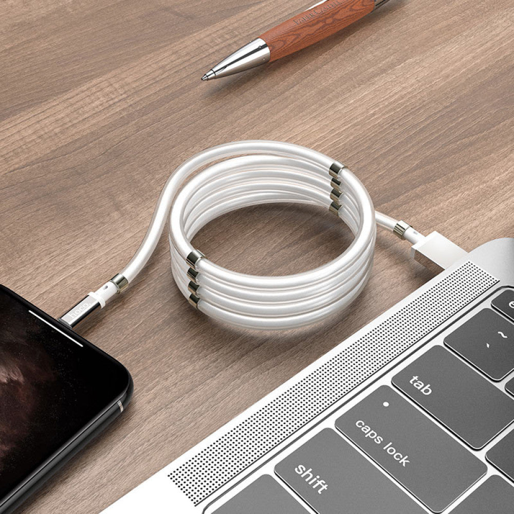 Lightning cable 2.4A (1m) Hoco U91 Magnetic – White