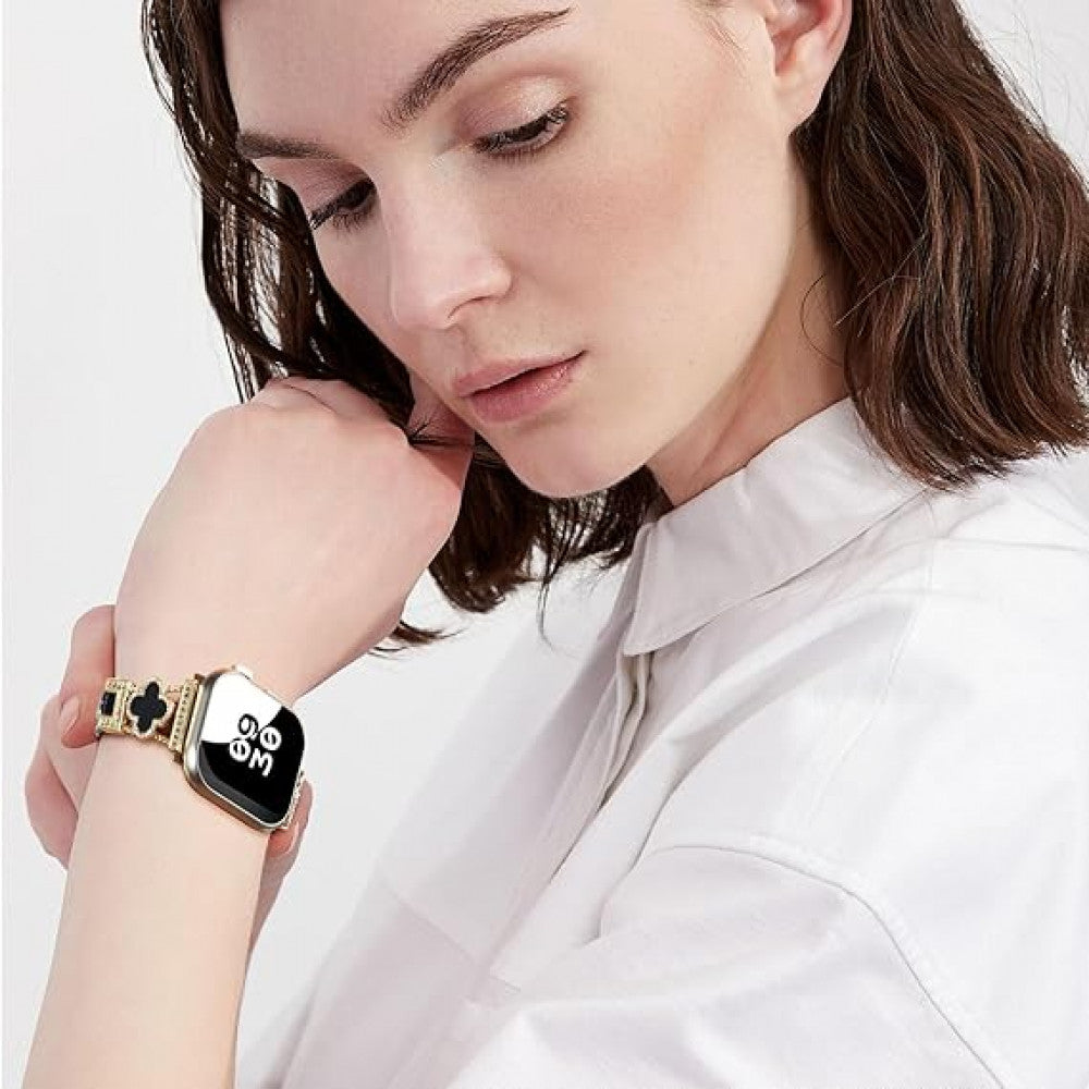 Ремінець Leaf clover Apple Watch 42 mm 44 mm 45 mm 49 mm — Silver&Black