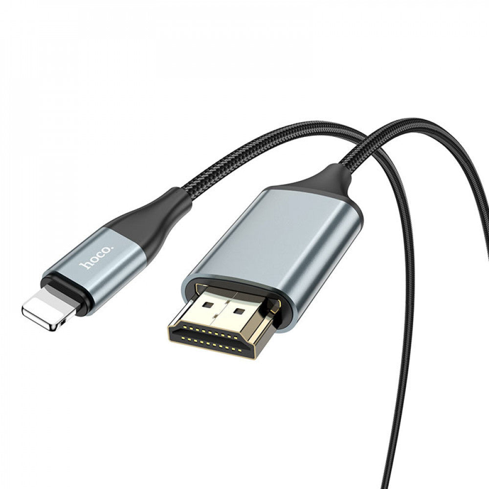 Lightning To HDMI Cable (2m) – Hoco UA15 HD on screen – Metal gray