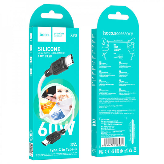 USB C to C cable 60W (1m) Hoco X90 Cool Silicone – White