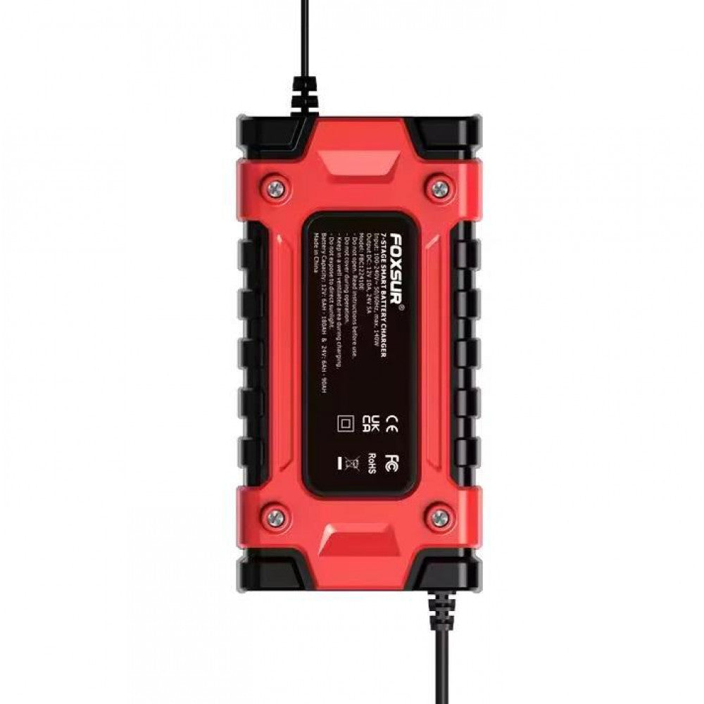 Зарядний пристрій Foxsur FBC122410E для автомобільного акумулятора 12V-24V 10A імпульсний