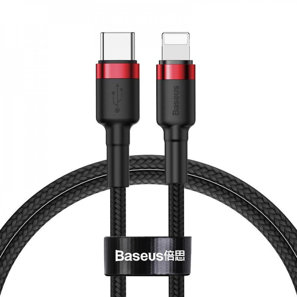 USB C to Lightning Cable 20W PD (1m) Baseus (CATLKLF) Cafule Series – CATLKLF-G1 Gray &amp; Black