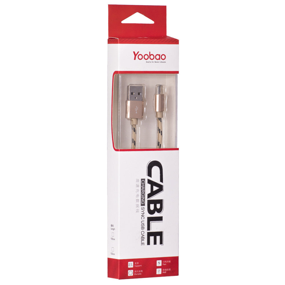 USB C cable 2A (1m) Yoobao YB415C – Gold