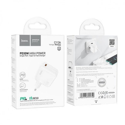 Home Charger | 30W | PD | QC3.0 – Hoco C112A – White