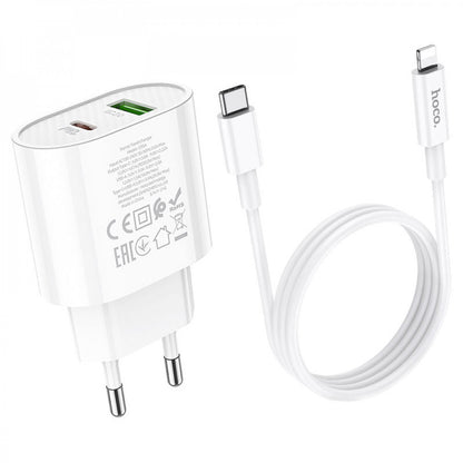Home Charger 20W PD QC3.0 C to Lightning Cable (1m) Hoco C95A – White