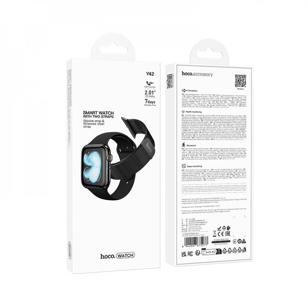 Smart Sports Watch (Call Version) Hoco Y42 — Black