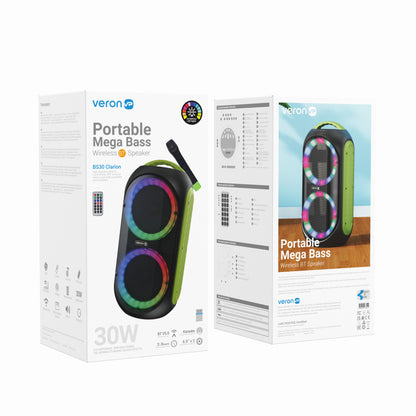 Portable speaker – Veron BS30 Clarion 30 Watt karaoke+wireless microphone+remote