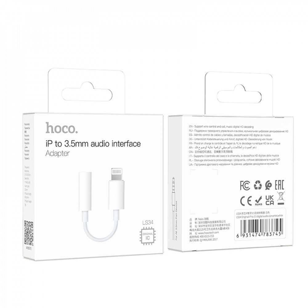 Adapter Lightning To 3.5mm – Hoco LS34 – White