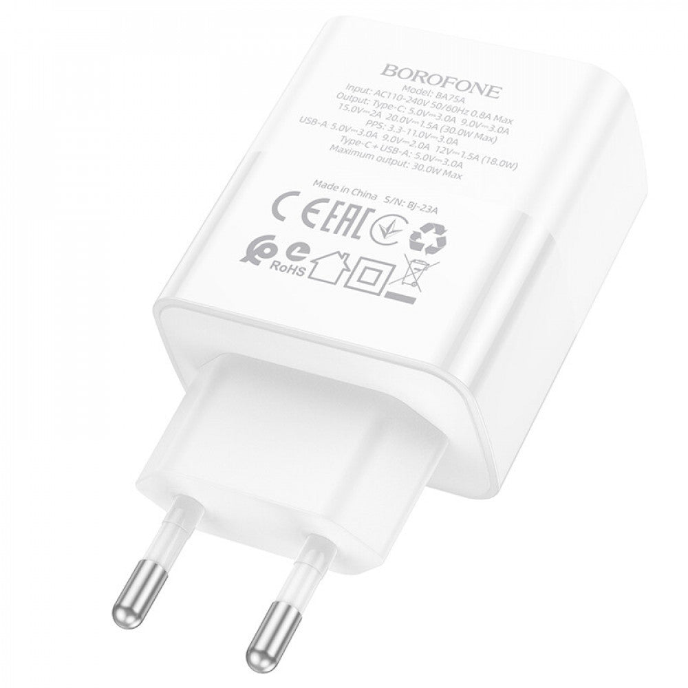 Home Charger | 30W | PD | QC3.0 – Borofone BA75A – White