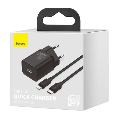 Home Charger 20W 1C C to Lightning Cable (1m) Baseus (TZCCSUP-B) Super Si Quick Charger — TZCCSUP-B01 Black