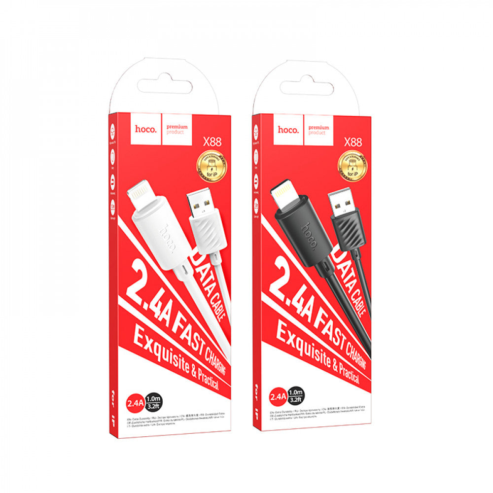 Кабель Lightning 2.4A (1m) Hoco X88 — White